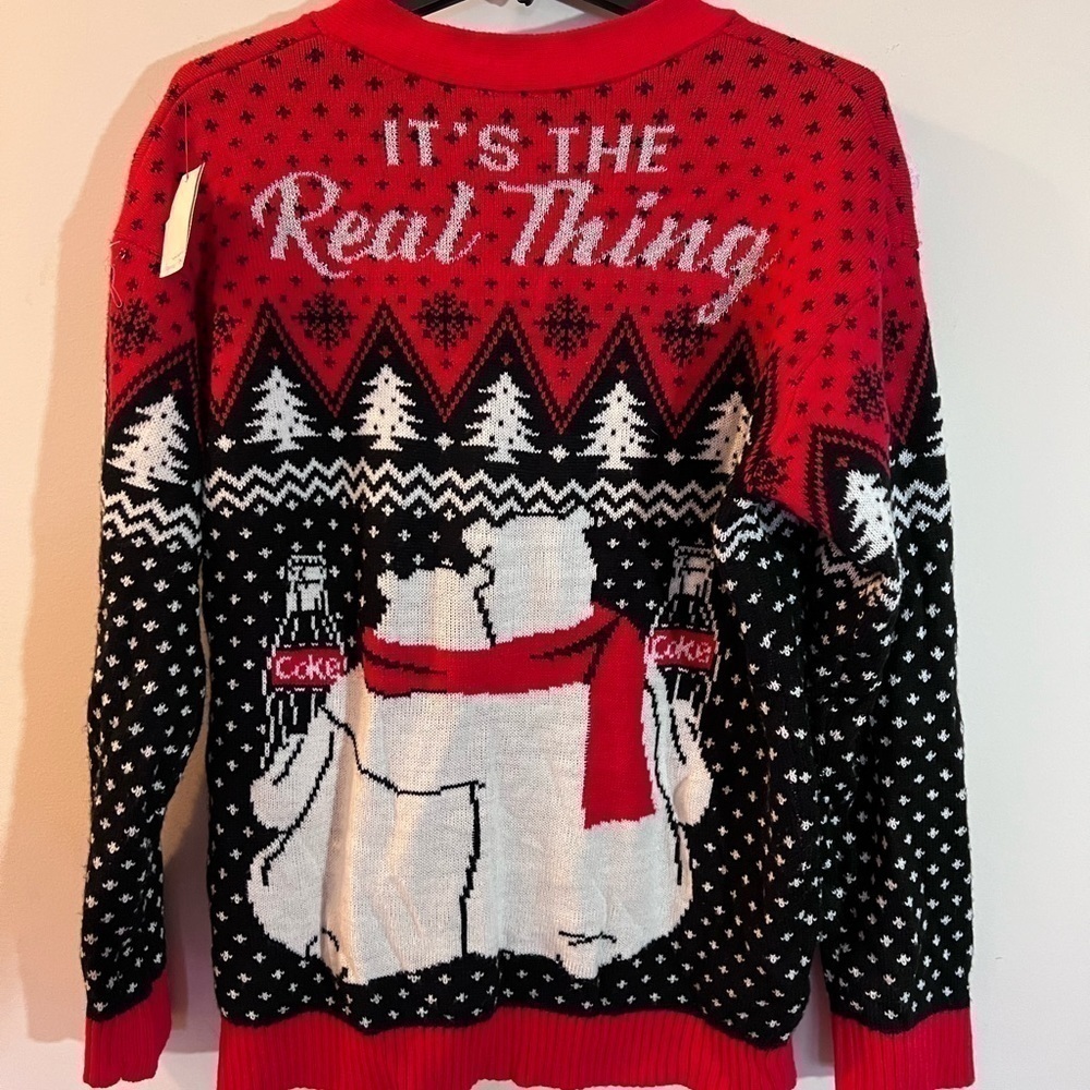 𝅺coca COLA Women's Ugly Christmas Sweater Polar Bears Holiday Coke Size Large - Picture 2 of 5